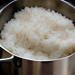 cooked white rice.