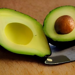 the avocado is cut in half.