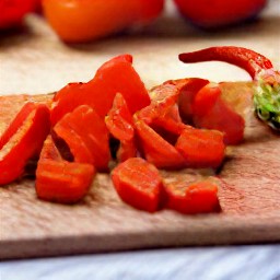 chopped roasted red bell peppers.