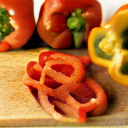 four quarters of a red bell pepper.