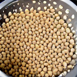 a colander full of rinsed and drained chickpeas.