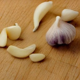 a peeled garlic clove.