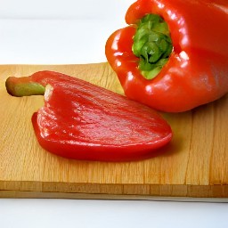 a red bell pepper with no seeds.