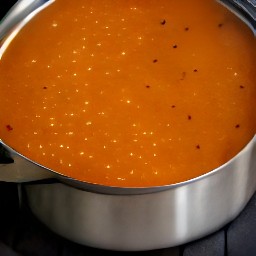-a saucepan  -blended soup  -1 tsp of salt  -1 tsp of black