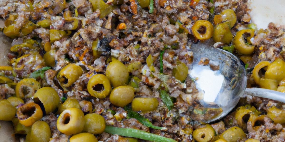 mixed grains and charred olives salad