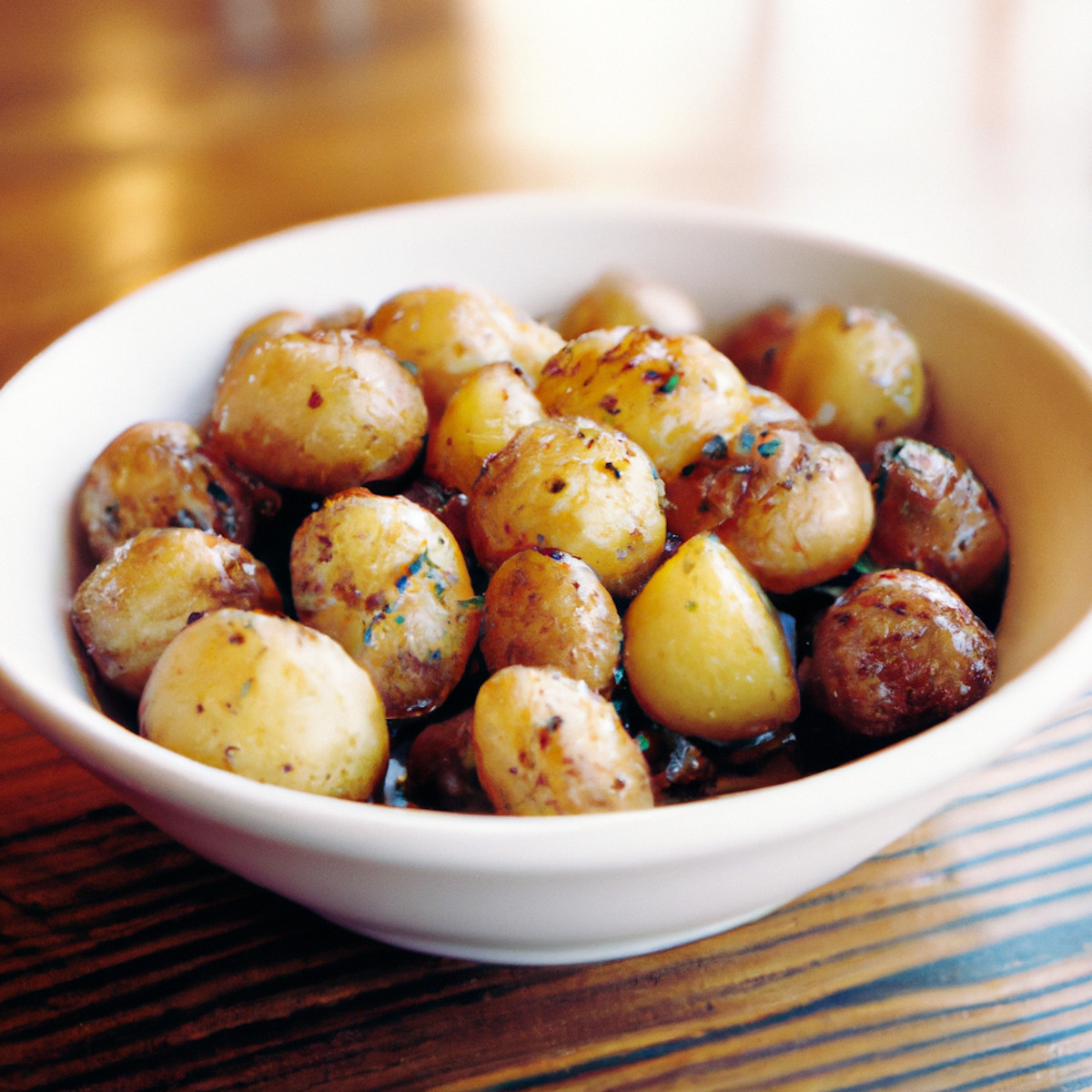 mustard- flavored roast potatoes