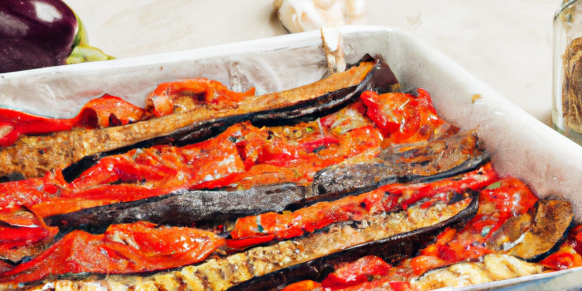 oven roasted red bell pepper and eggplant