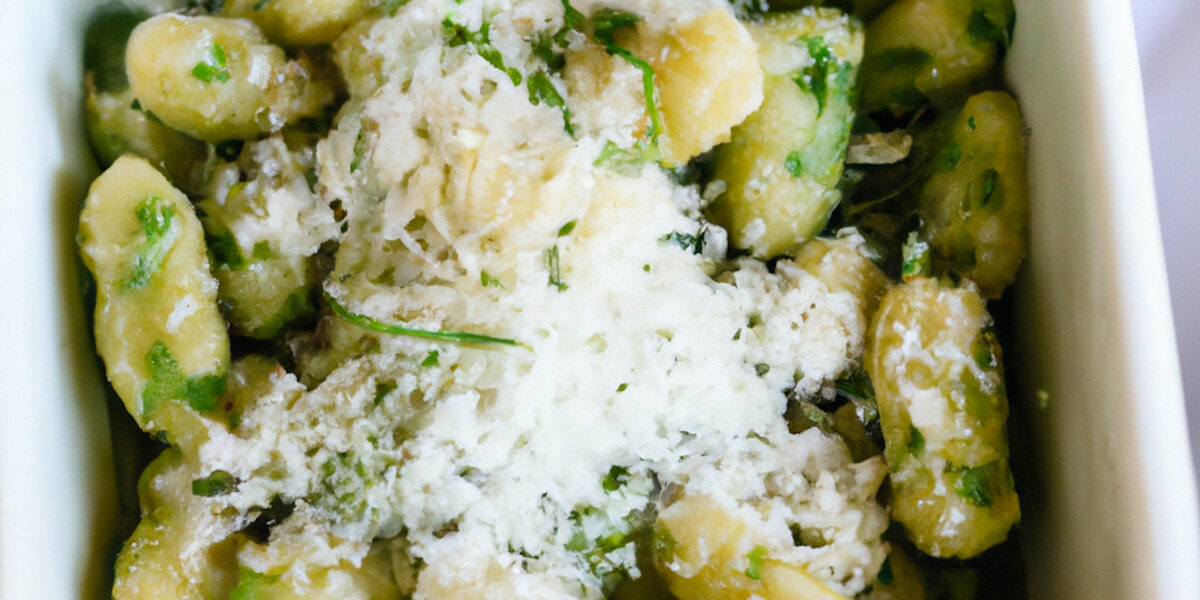 Pesto flavored gnocchi and green beans