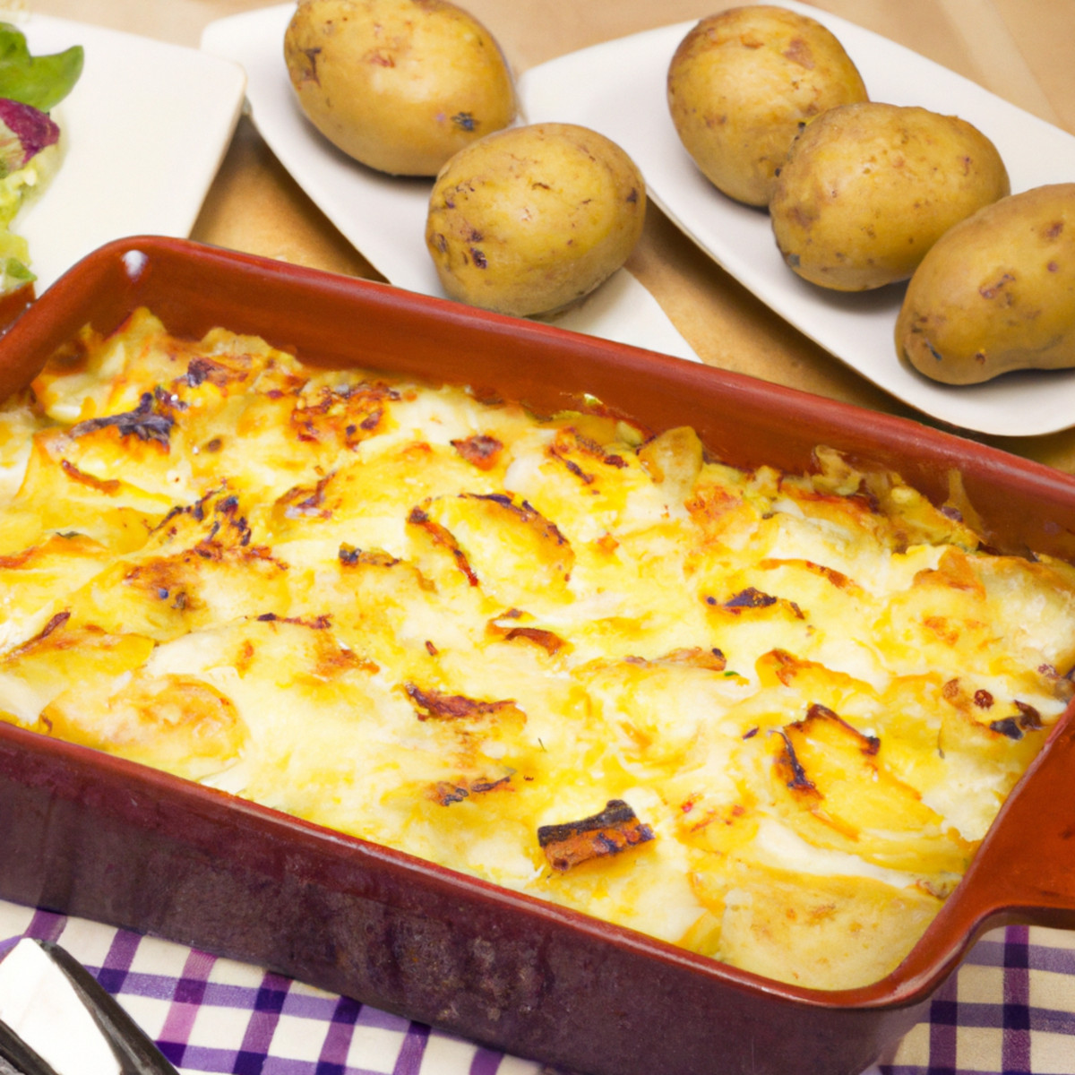 potatoes with onion sauce and cheese