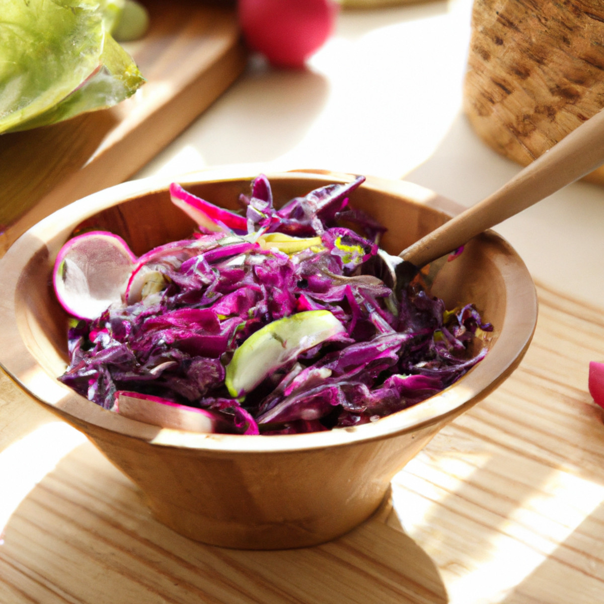 red cabbage and radish salad