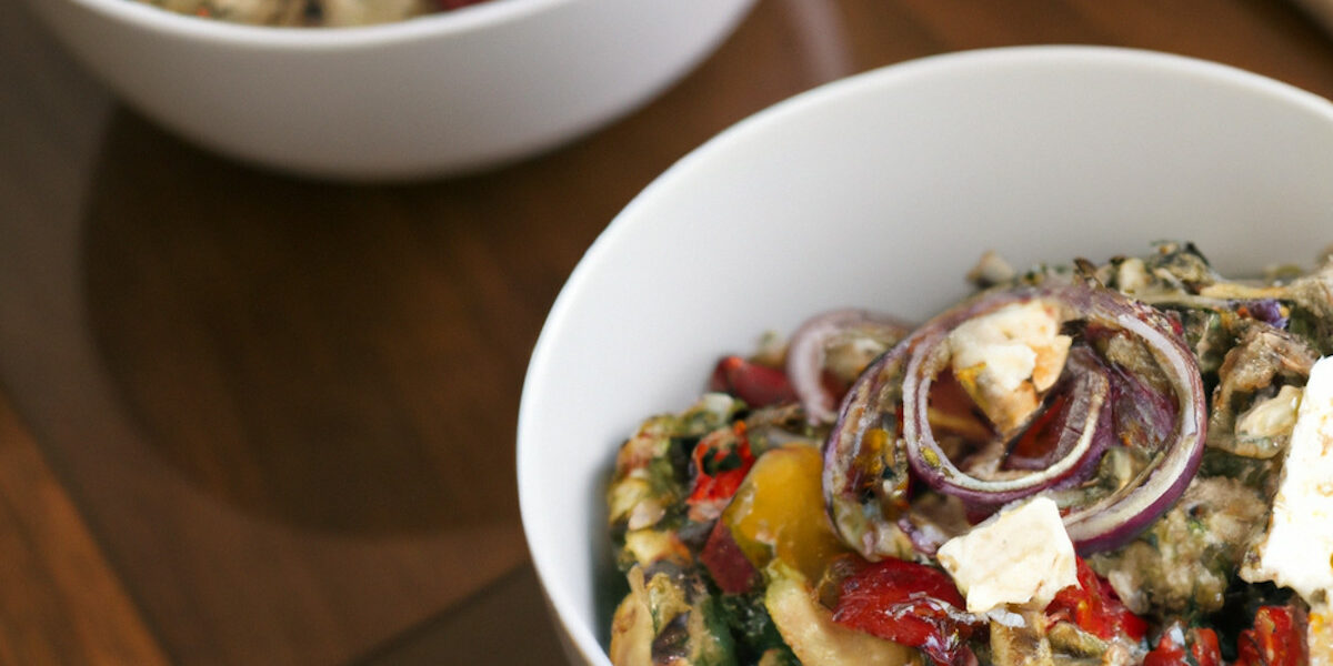 roasted veggie salad with quinoa and cheese