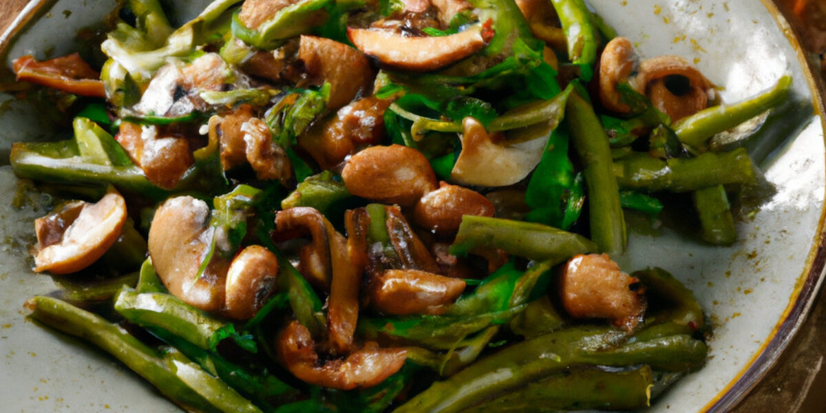 sautéed green beans with mushrooms and almonds