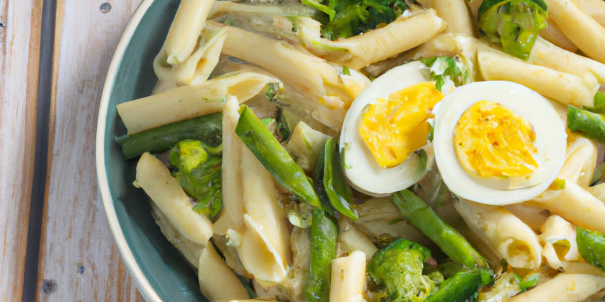 seasoned broccoli and eggs pasta salad