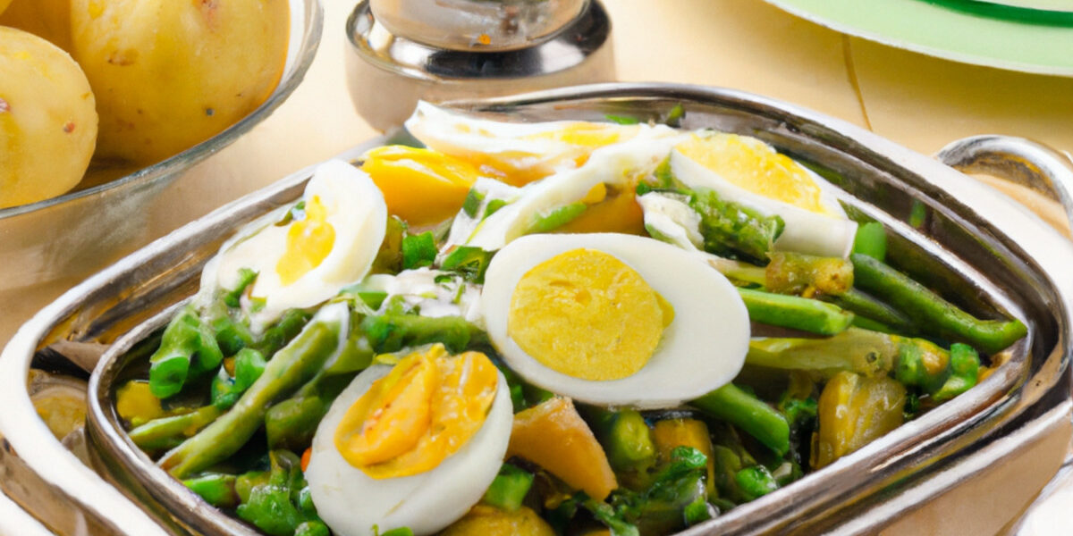 seasoned egg salad with basil and peas