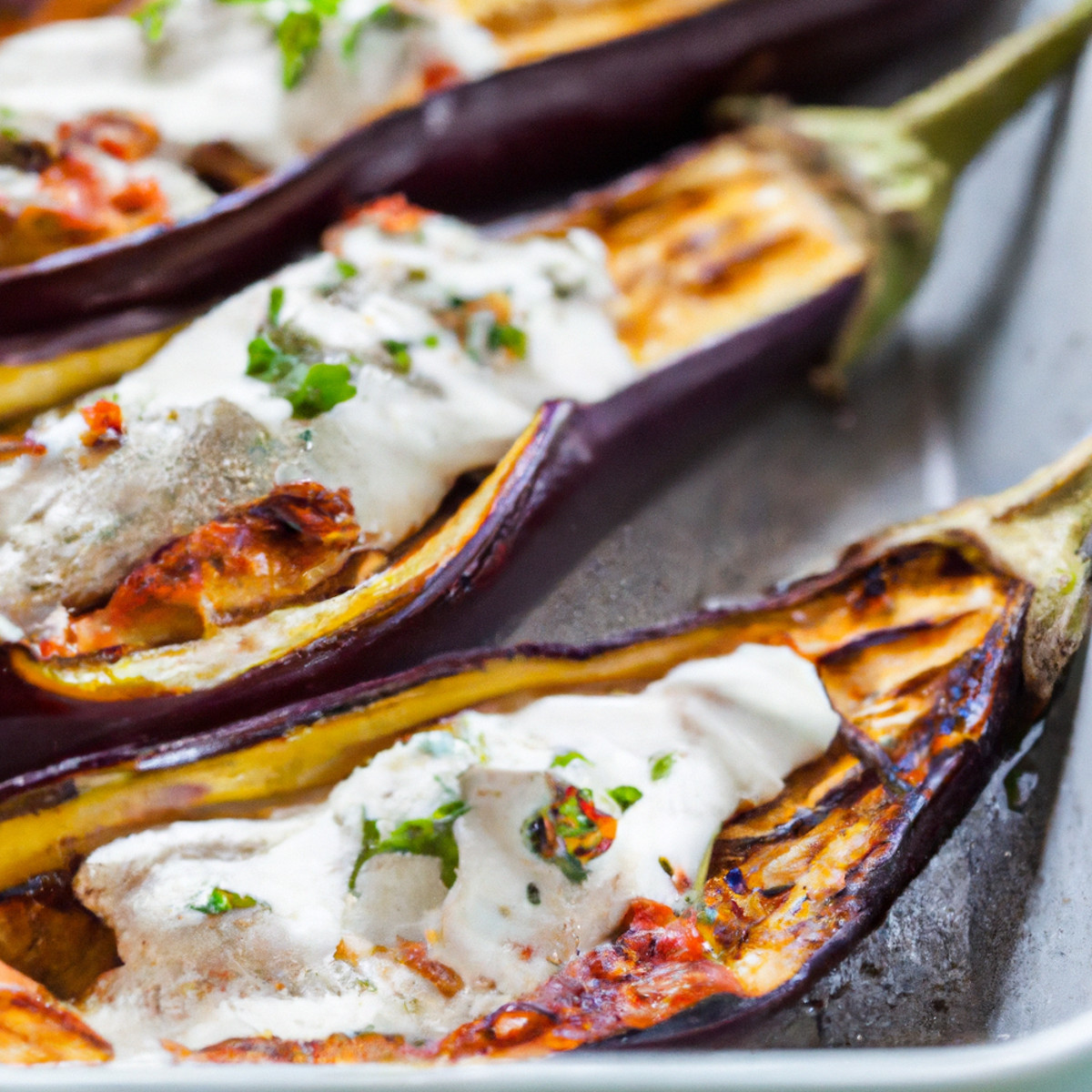 spicy stuffed and roasted eggplants