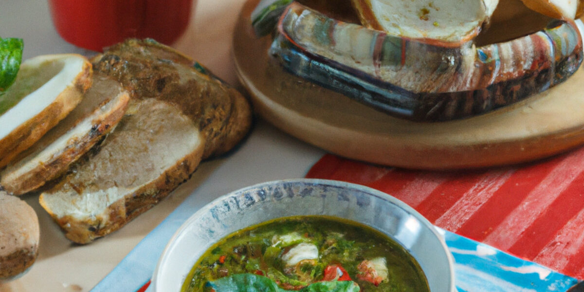 spring veggie soup with basil pesto