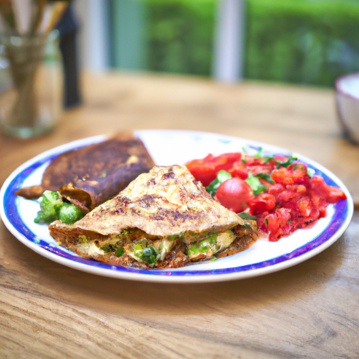 tasty runner bean tortilla and tomato salad